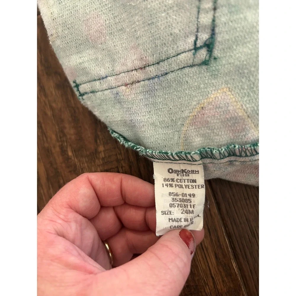 Vintage Baby Bgosh OshKosh Green Corduroy Woodland Animal Overalls 24M Made USA